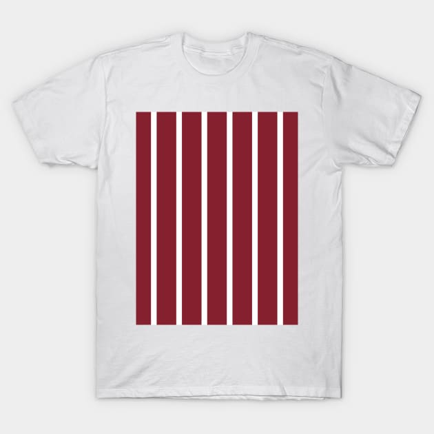 Manchester City 1956 Retro Maroon White Pinstripes T-Shirt by Culture-Factory